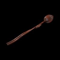 A Japanese Carved and Painted Wood "Lotus" Scepter, Meiji Period
