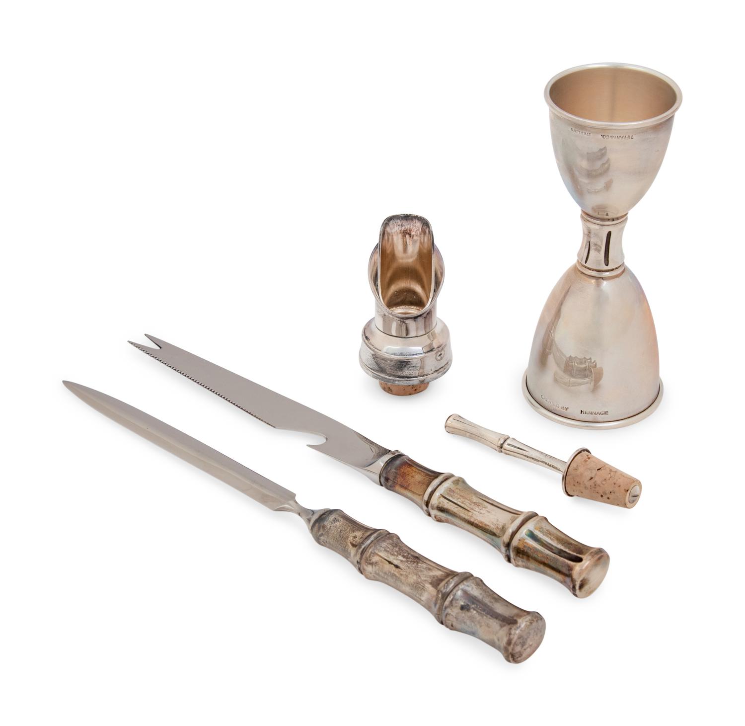 A Group of Four Tiffany & Co. Silver Bamboo Pattern Articles