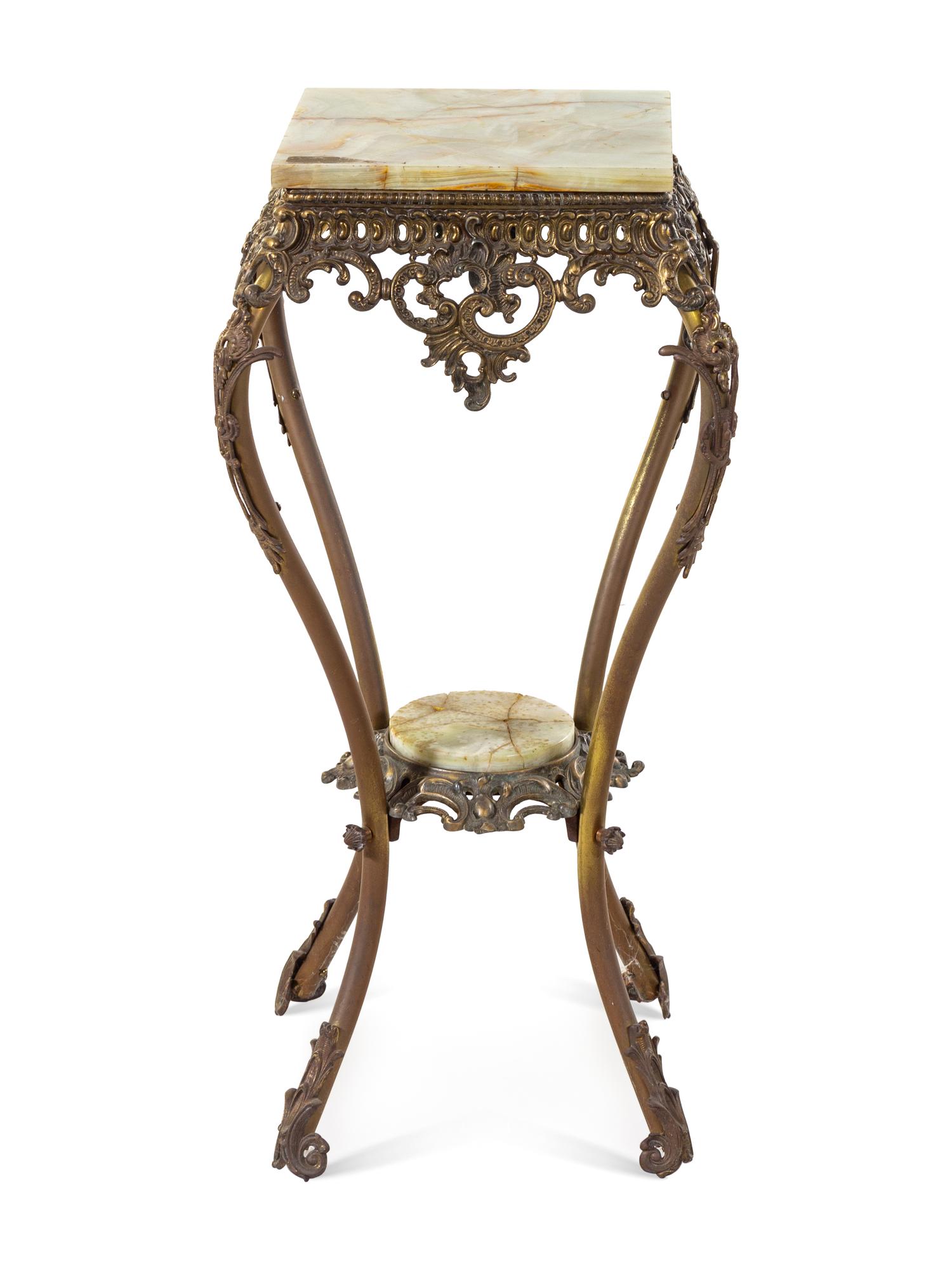 A Victorian Brass and Onyx Pedestal Table