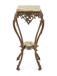 A Victorian Brass and Onyx Pedestal Table