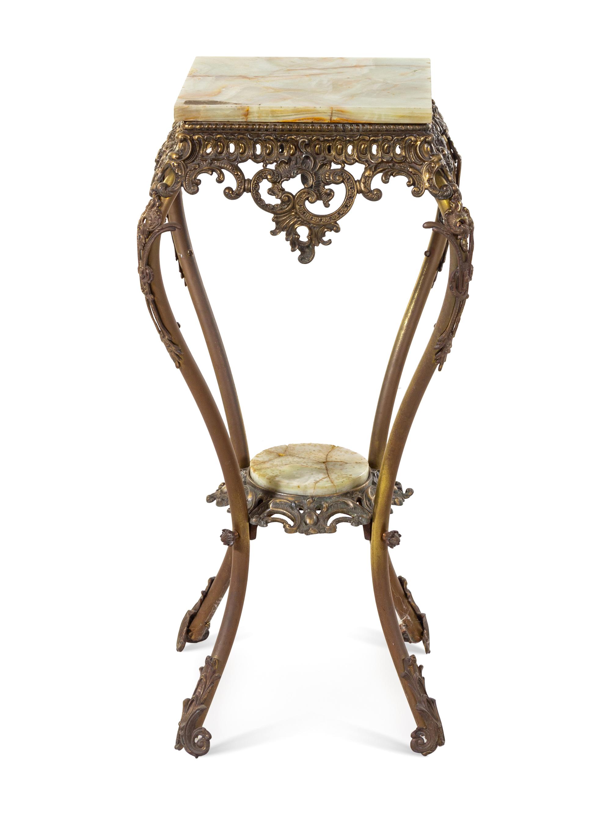 A Victorian Brass and Onyx Pedestal Table