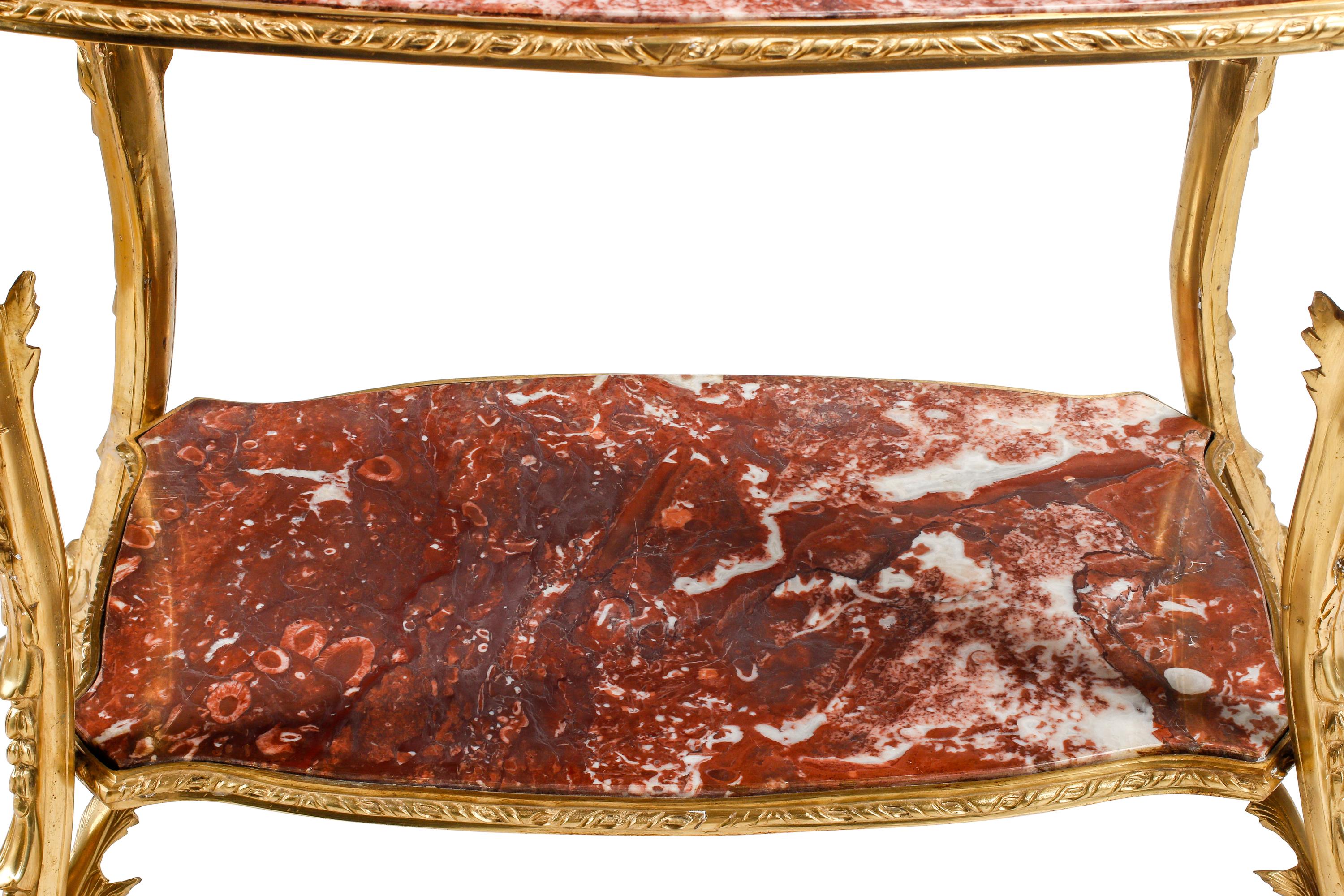 A Louis XV Style Gilt Bronze and Marble Two-Tier Table