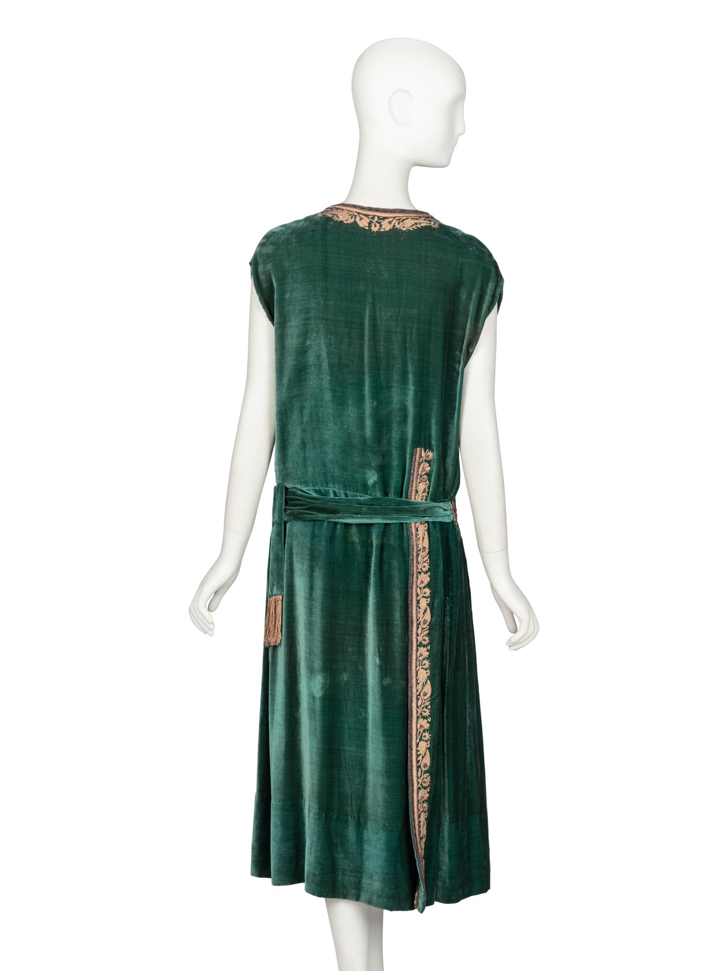 Jean Patou, Emerald Velvet Dress, c. 1930's