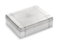 An American Silver Cigarette Box, Tiffany & Co, New York, NY, 1930, rectangular with incised bands, the cover engraved with initial H,