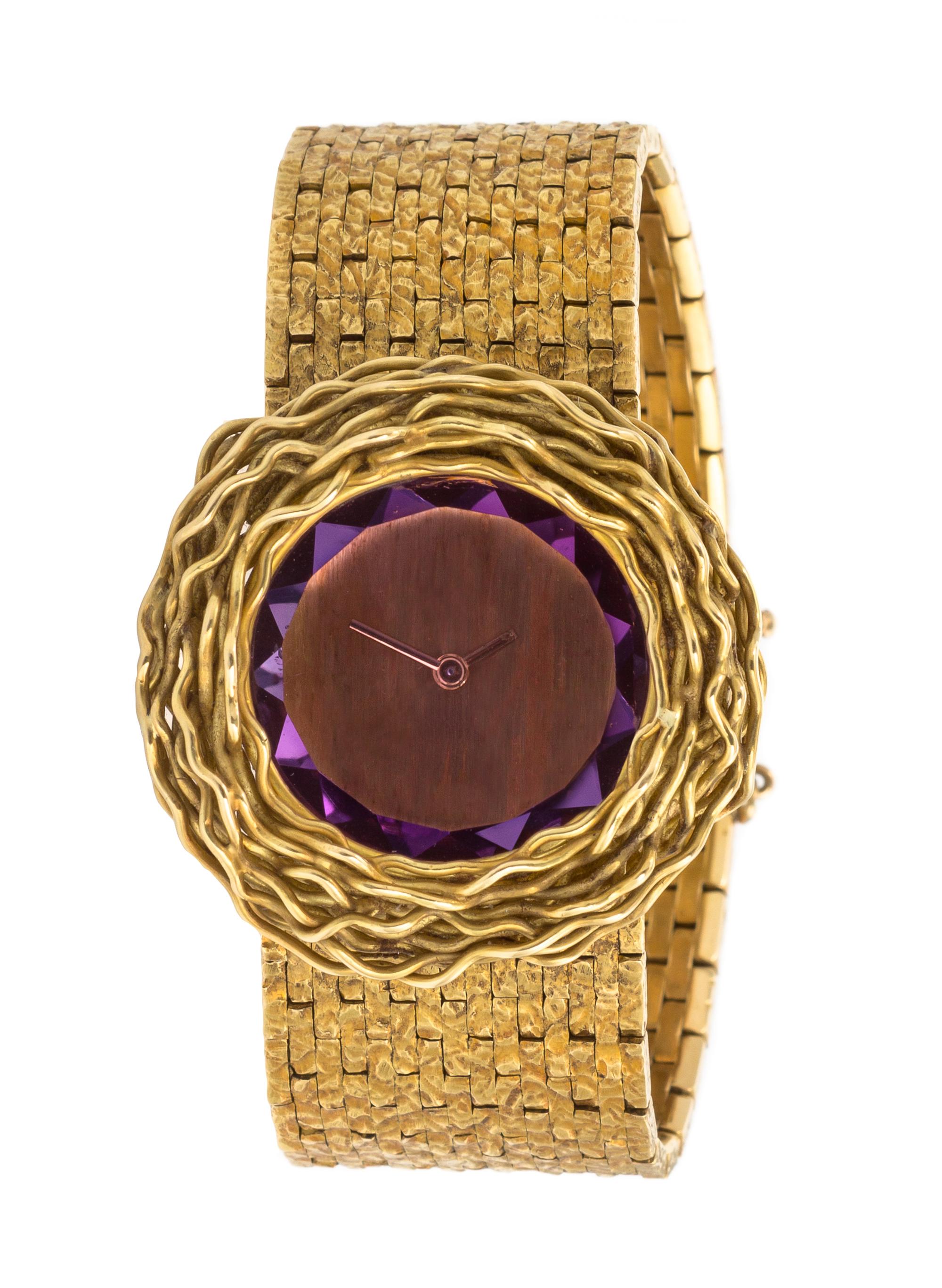A Vintage 18 Karat Yellow Gold "About Time" Wristwatch, Andrew Grima for Omega, Circa 1970, 93.50 dwts.