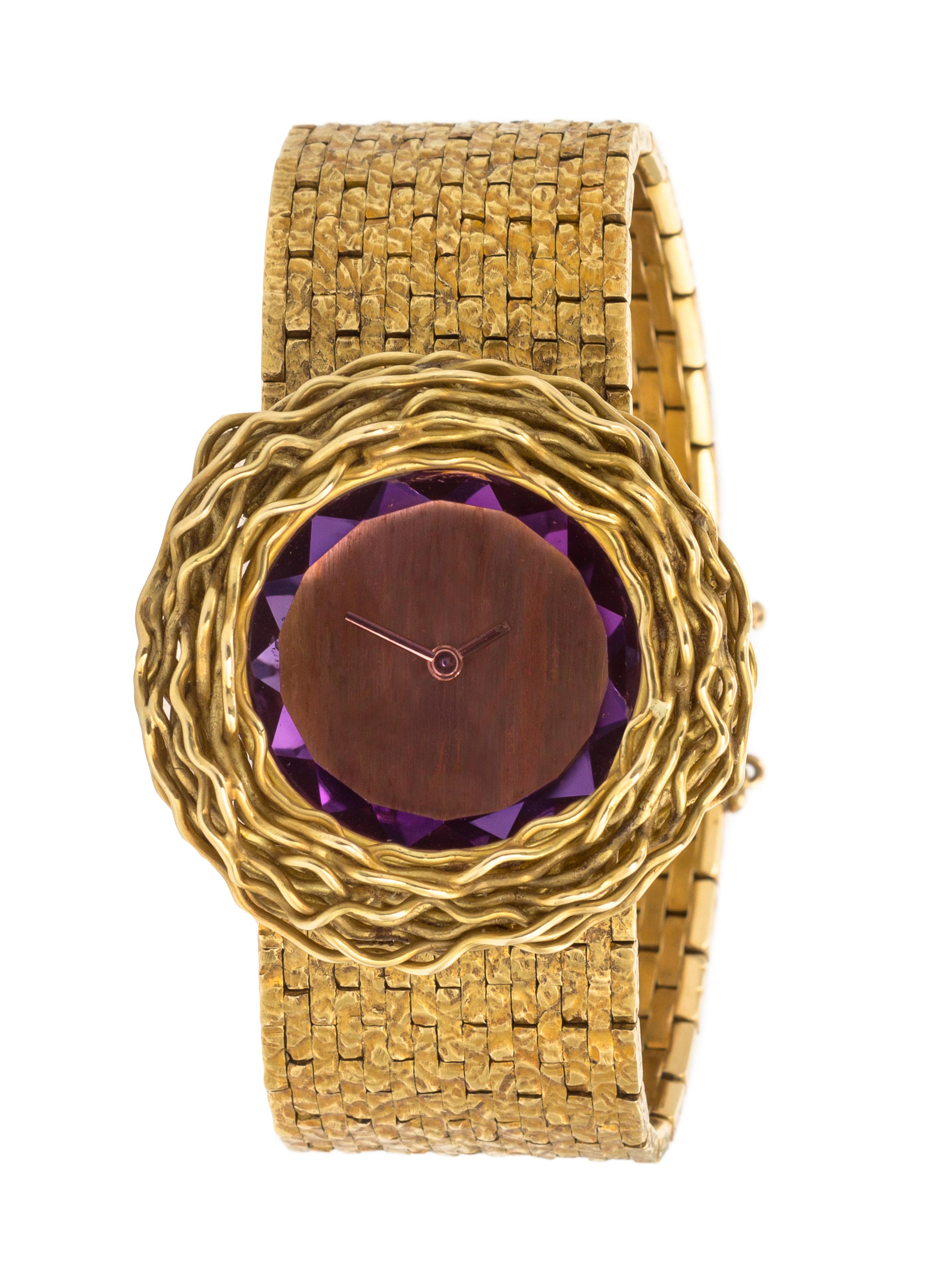 A Vintage 18 Karat Yellow Gold "About Time" Wristwatch, Andrew Grima for Omega, Circa 1970, 93.50 dwts.