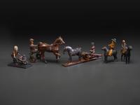 Five Canadian Folk Art Carved and Painted Figures of Men with Animals