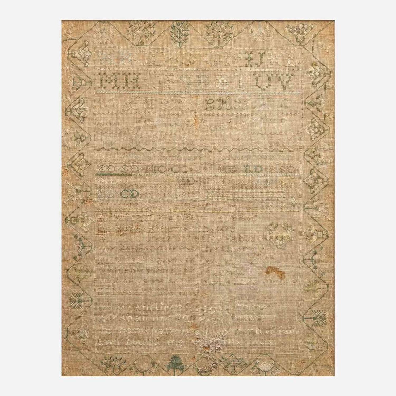 A group of four English needlework samplers early 19th century