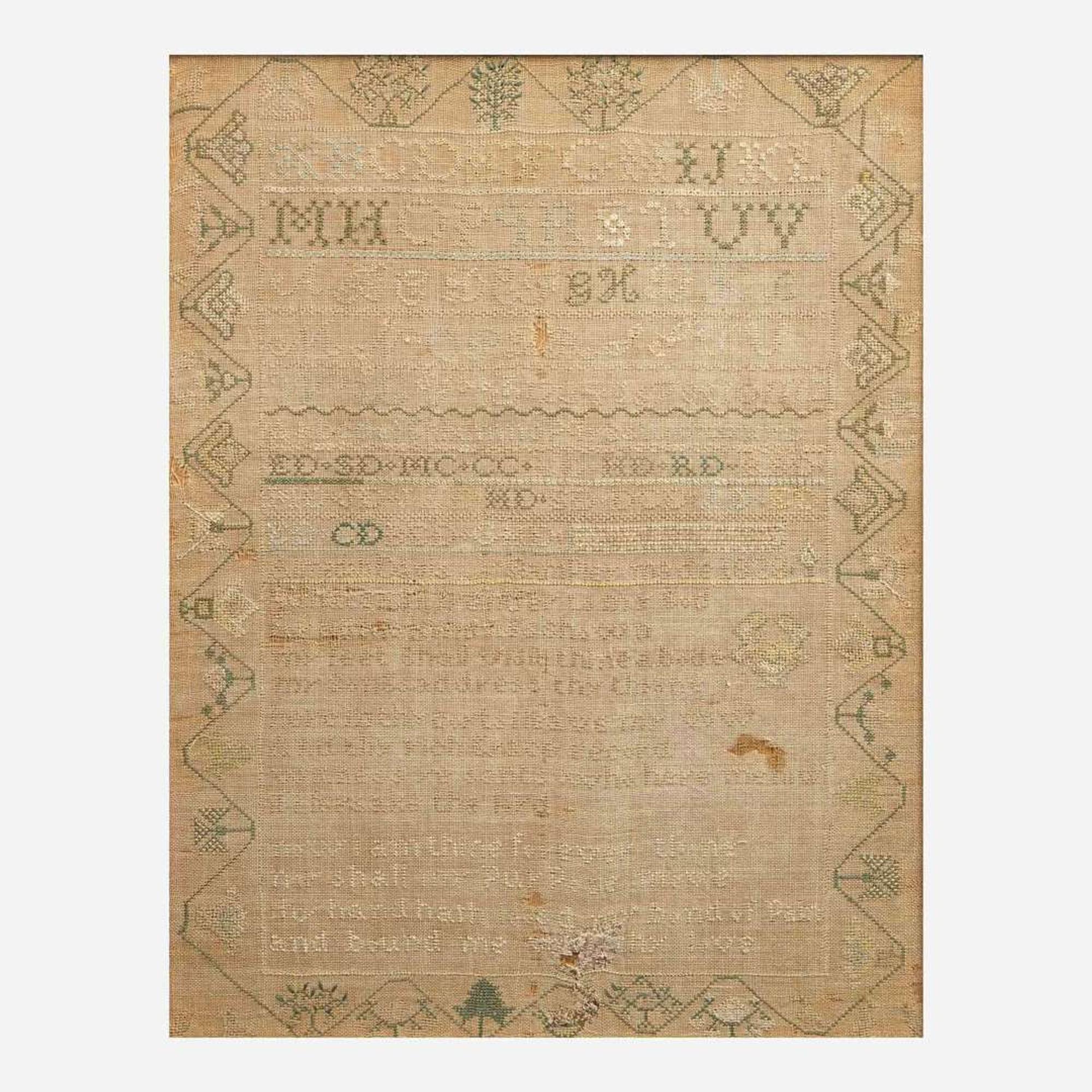 A group of four English needlework samplers early 19th century
