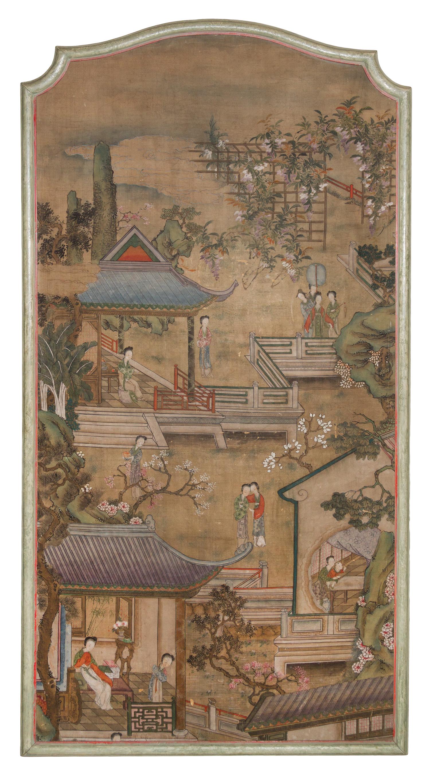 Two Ink and Color on Silk Paintings LIKELY 19TH CENTURY Height of each 69 x 35 1/4 inches. — LIKELY 19TH CENTURY