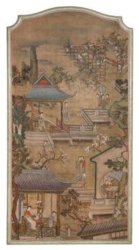 Two Ink and Color on Silk Paintings LIKELY 19TH CENTURY Height of each 69 x 35 1/4 inches. — LIKELY 19TH CENTURY