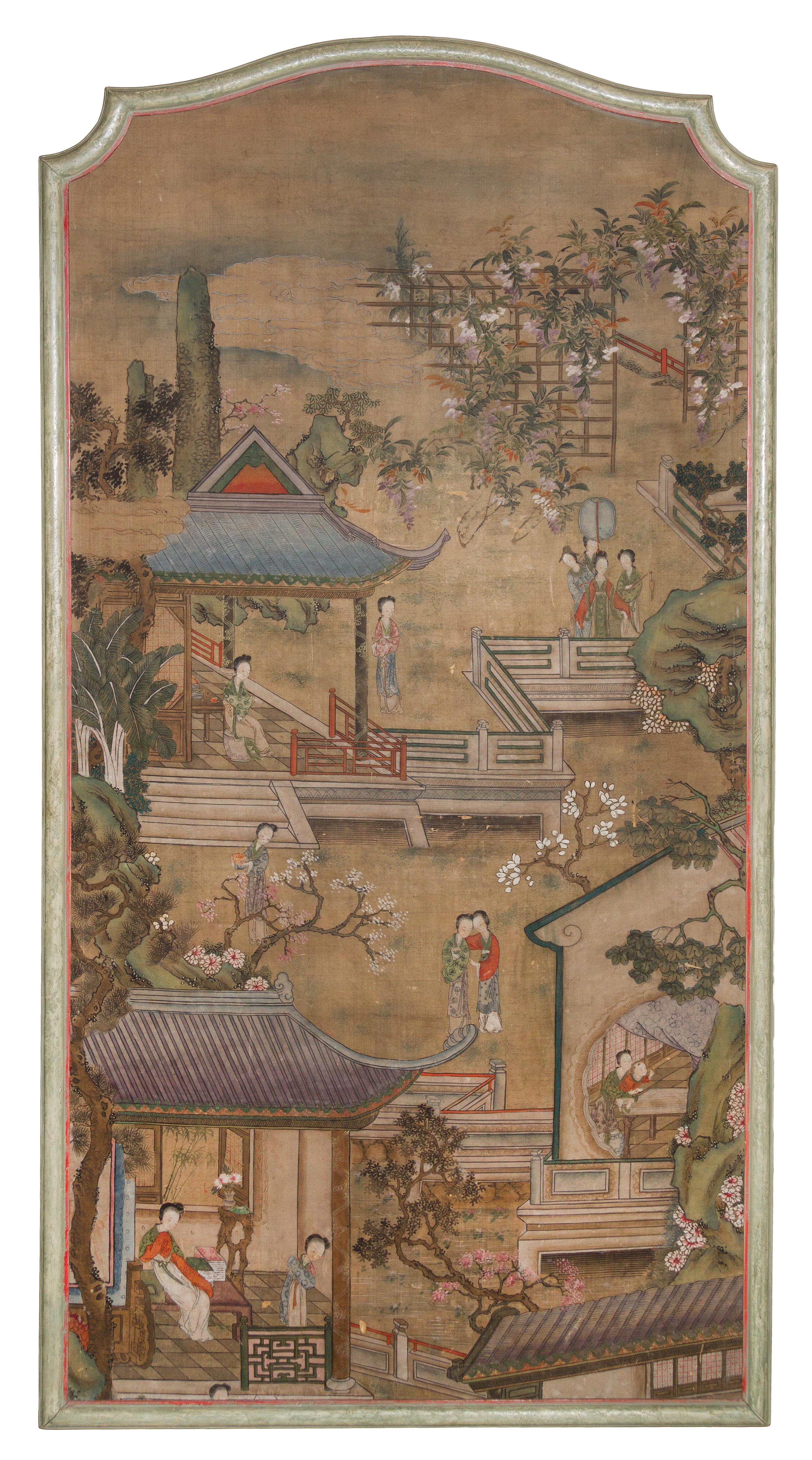 Two Ink and Color on Silk Paintings LIKELY 19TH CENTURY Height of each 69 x 35 1/4 inches. — LIKELY 19TH CENTURY