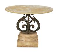 A Bronze and Stone Table with an Inlaid Stone Top