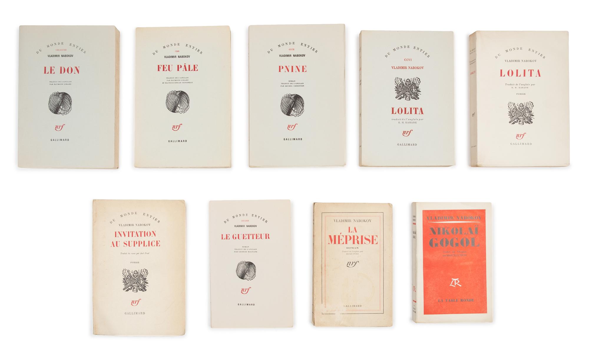 NABOKOV, Vladimir. A group of works in original wrappers, primarily published by Gallimard, including a few Limited Editions.