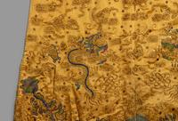 A Chinese Yellow Ground Embroidered Silk Dragon Robe
