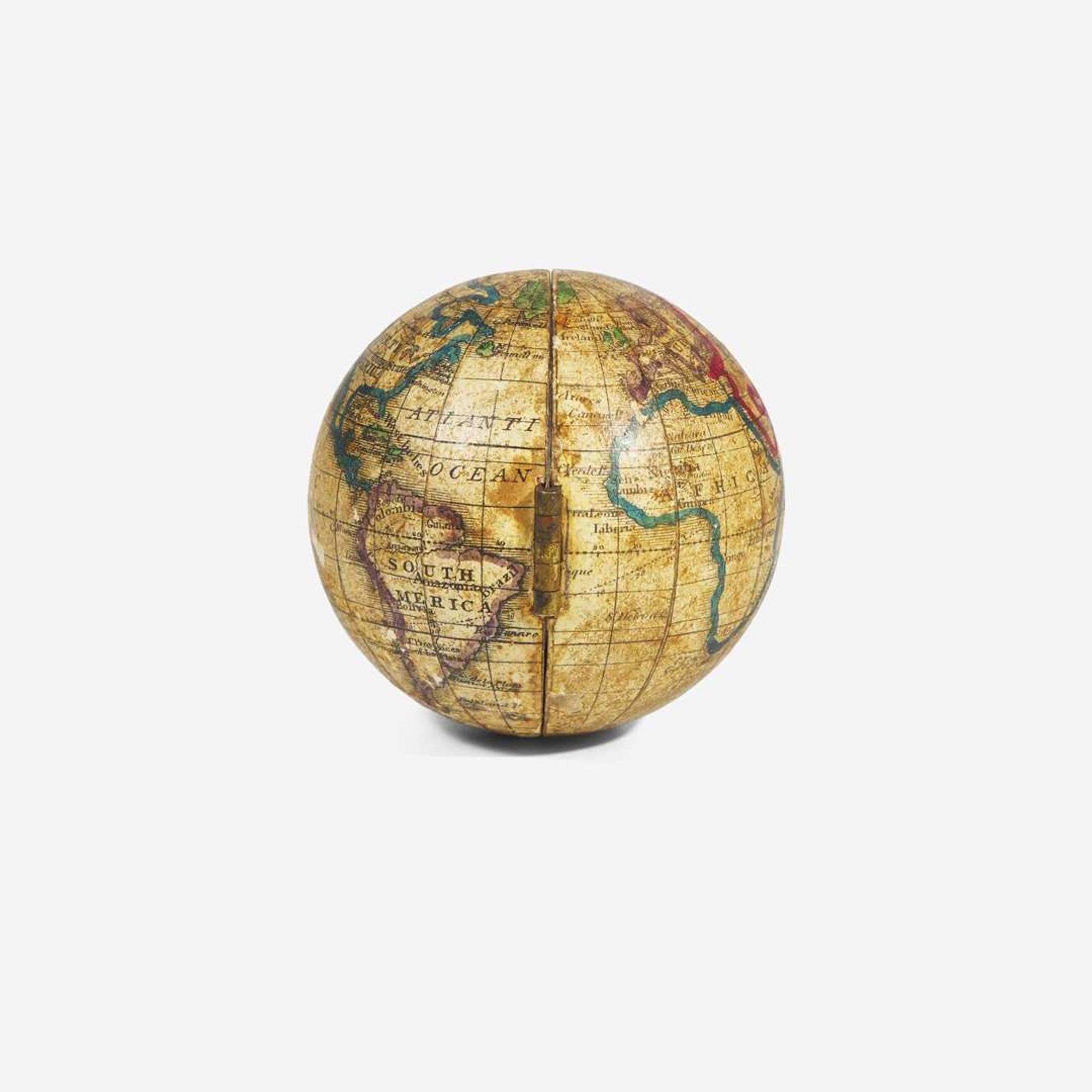 A hinged terrestrial pocket globe Holbrook's Apparatus Mfg. Co, Wethersfield, CT, circa 1850