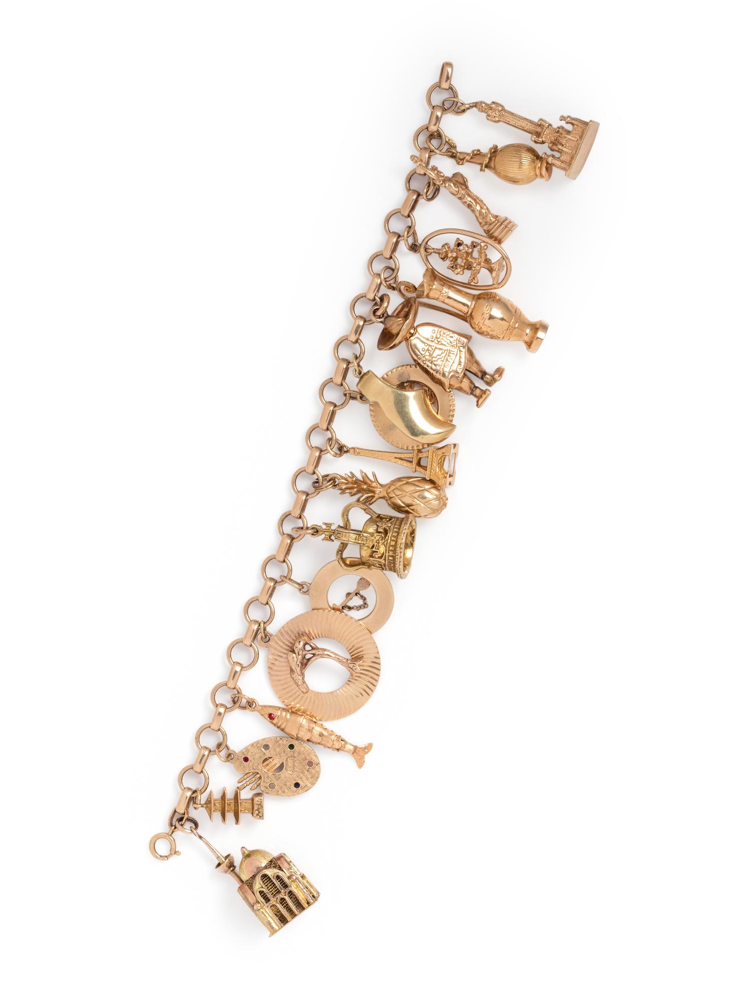 YELLOW GOLD CHARM BRACELET