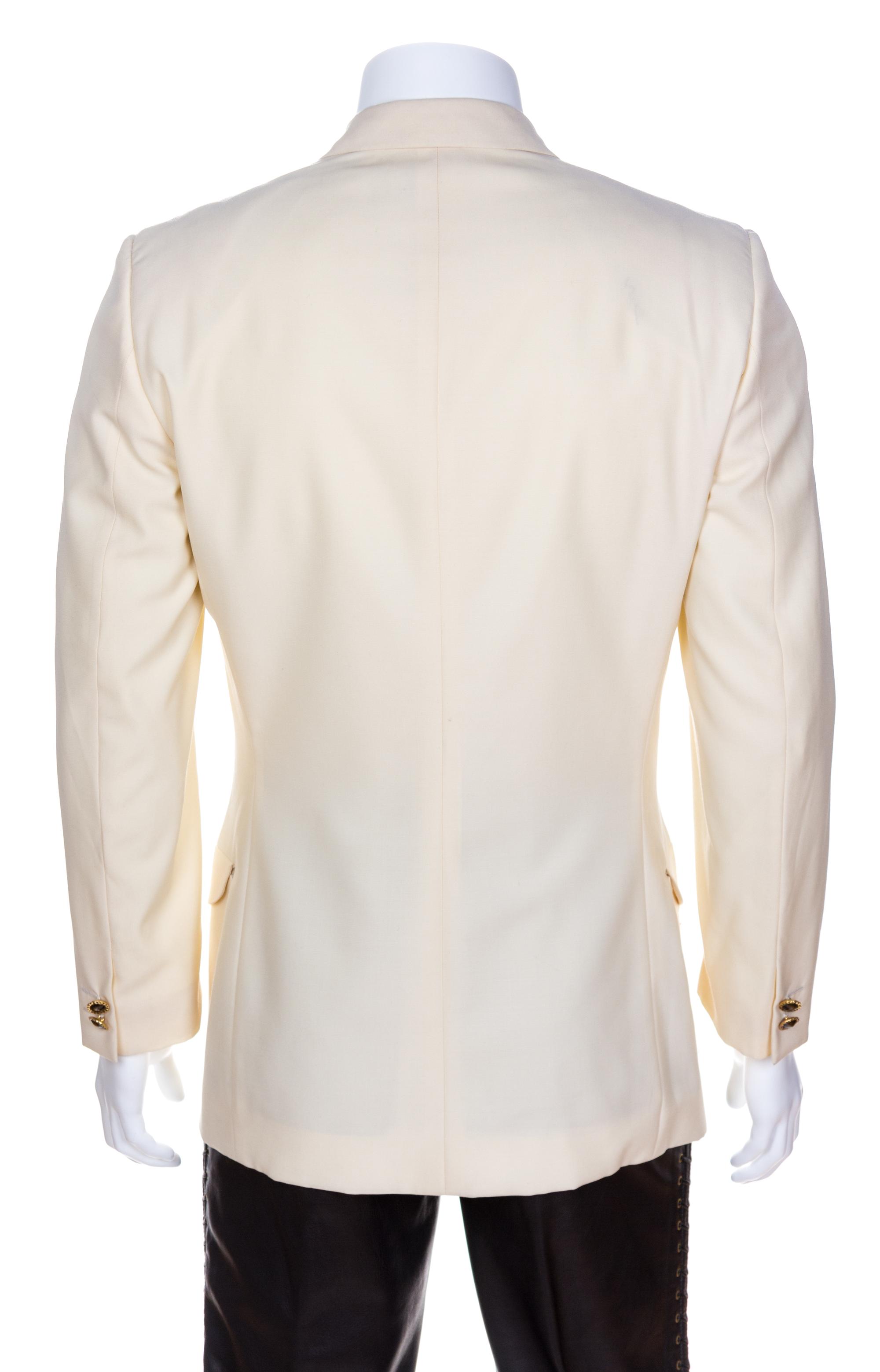 A Gianni Versace White Wool Men's Dinner Jacket, Size 48.