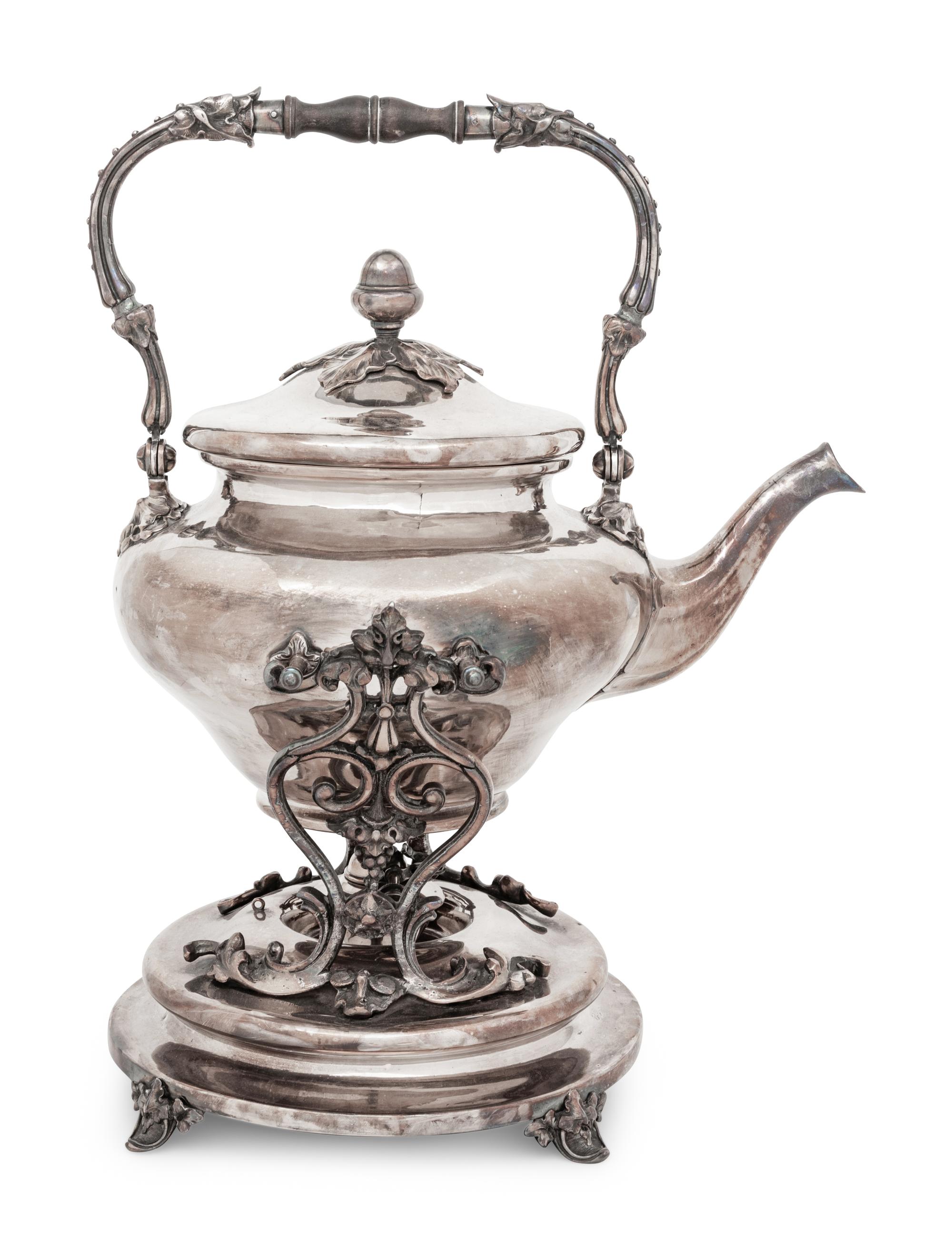 A Christofle Silver-Plate Kettle on Stand