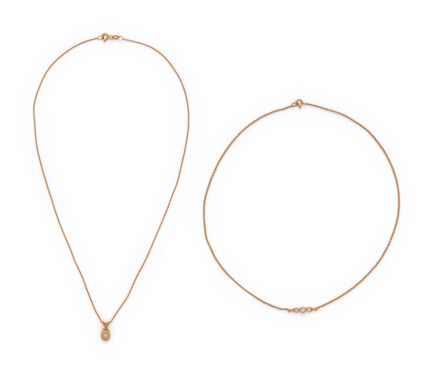 COLLECTION OF YELLOW GOLD AND DIAMOND NECKLACES
