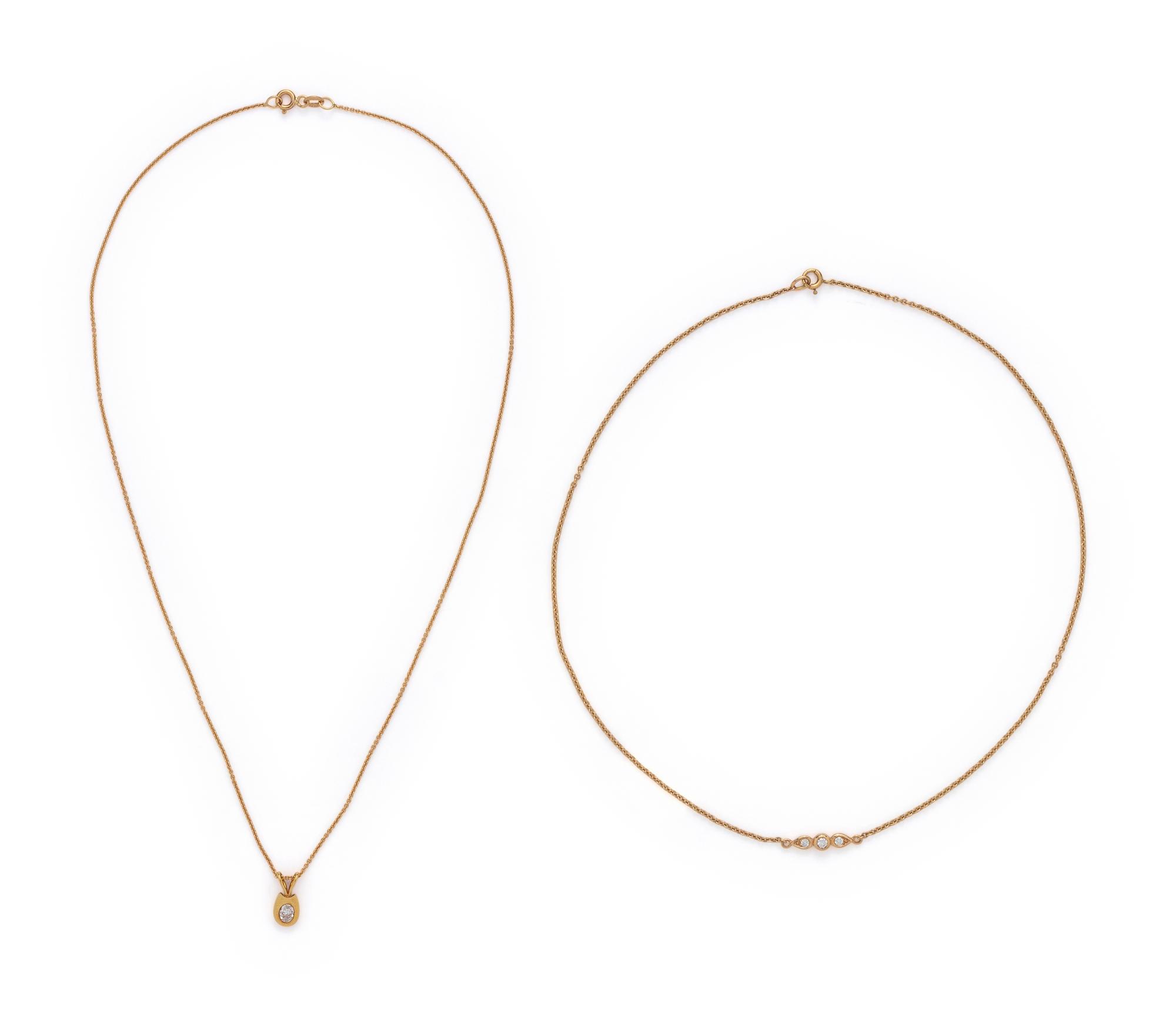 COLLECTION OF YELLOW GOLD AND DIAMOND NECKLACES