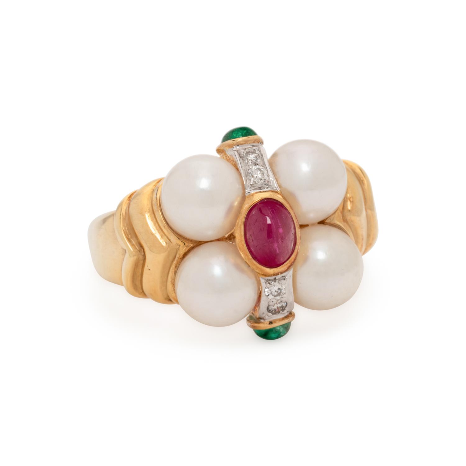 YELLOW GOLD AND MULTIGEM RING