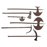 Lot of 6 Indo-Persian Tabar Axes and War Hammers Including: Zaghnal and Kulunk