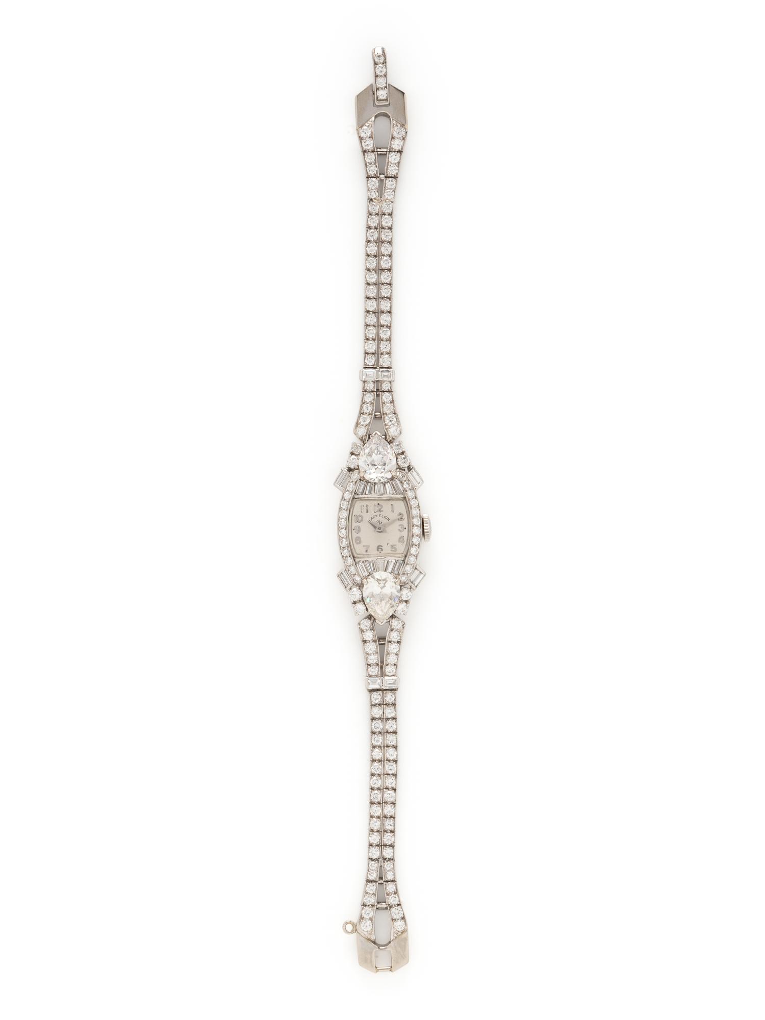 LADY ELGIN, PLATINUM AND DIAMOND WATCH