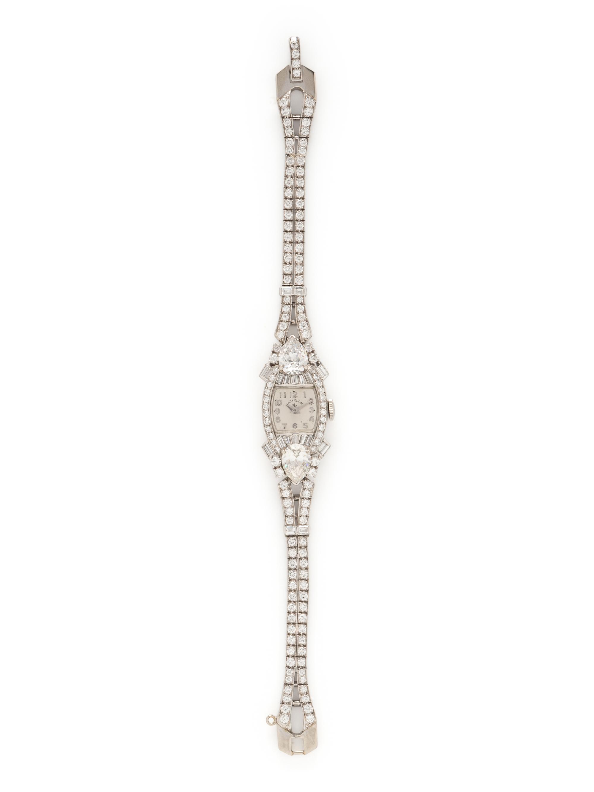 LADY ELGIN, PLATINUM AND DIAMOND WATCH