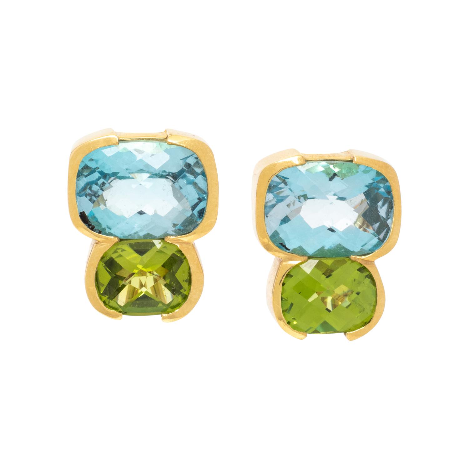 MAZ, PERIDOT AND BLUE TOPAZ EARRINGS