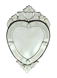 A Venetian Glass Heart-Shaped Mirror — 20TH CENTURY