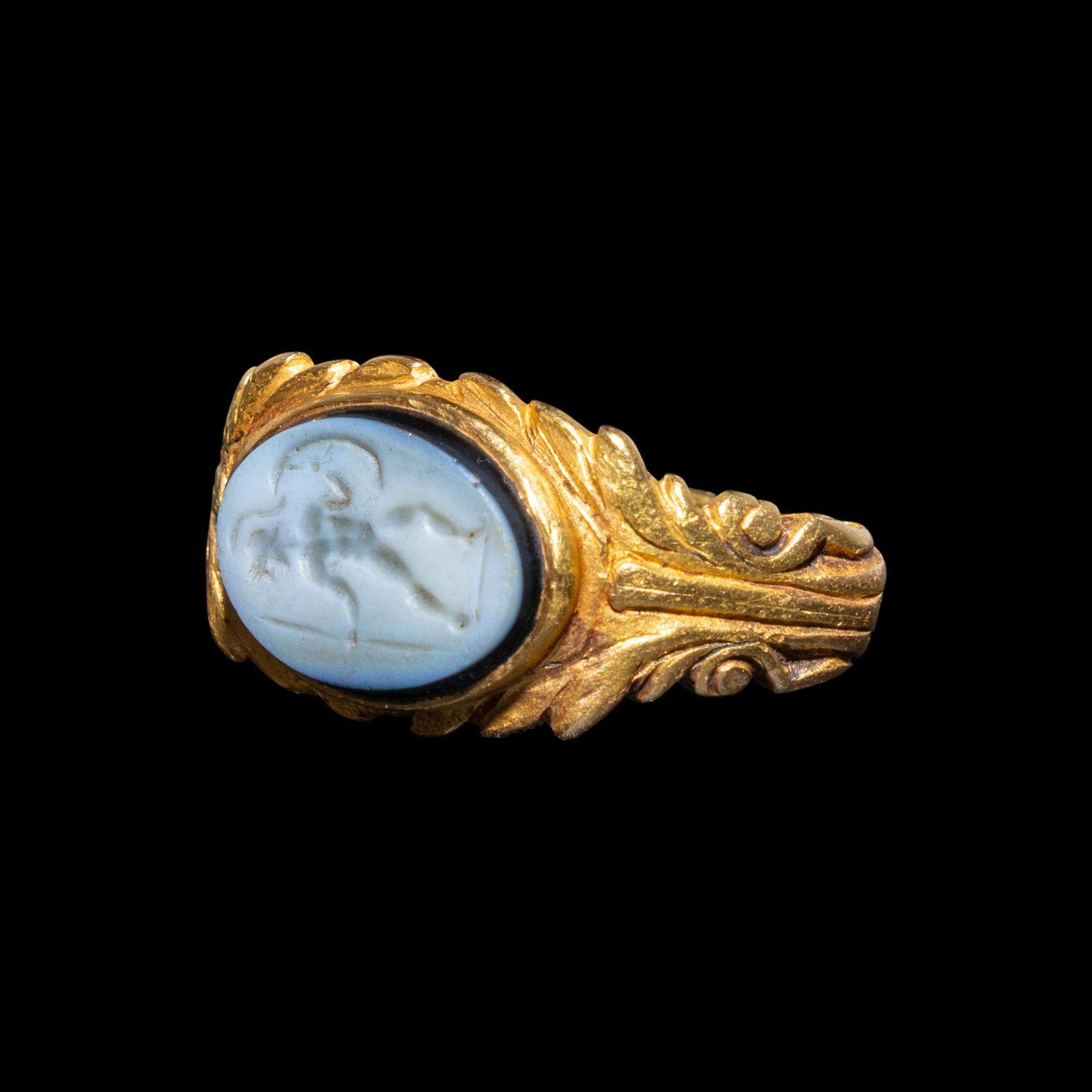 A Roman Gold and Nicolo Ring with Mars