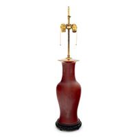 A Warren Kessler Oxblood-Glazed Vase Mounted as a Lamp