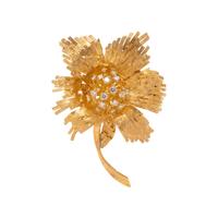 HAMMERMAN BROTHERS, YELLOW GOLD AND DIAMOND FLOWER BROOCH