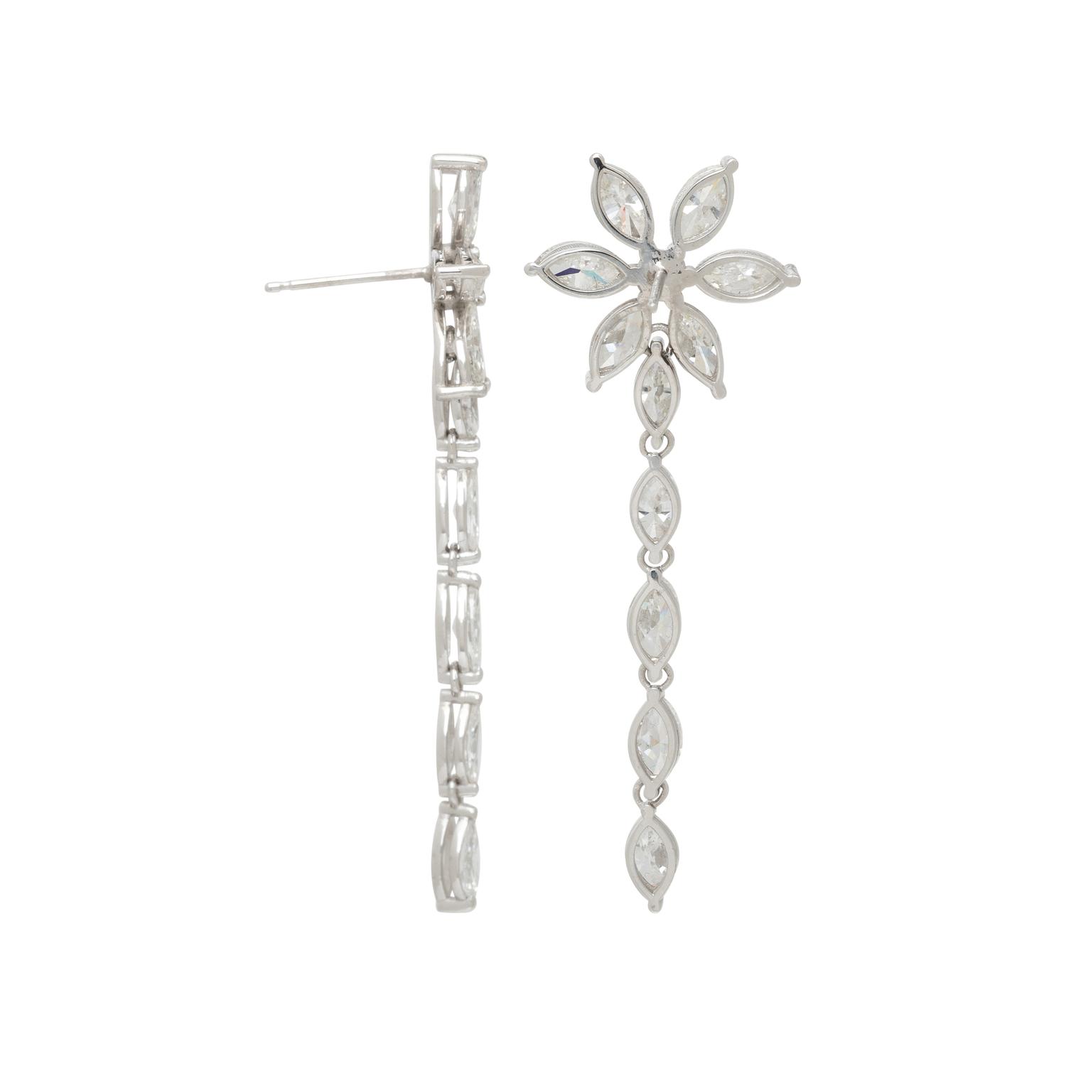 DIAMOND AND PLATINUM FLOWER EARRINGS