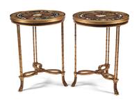 A Pair of Gilt Bronze and Specimen Marble Side Tables