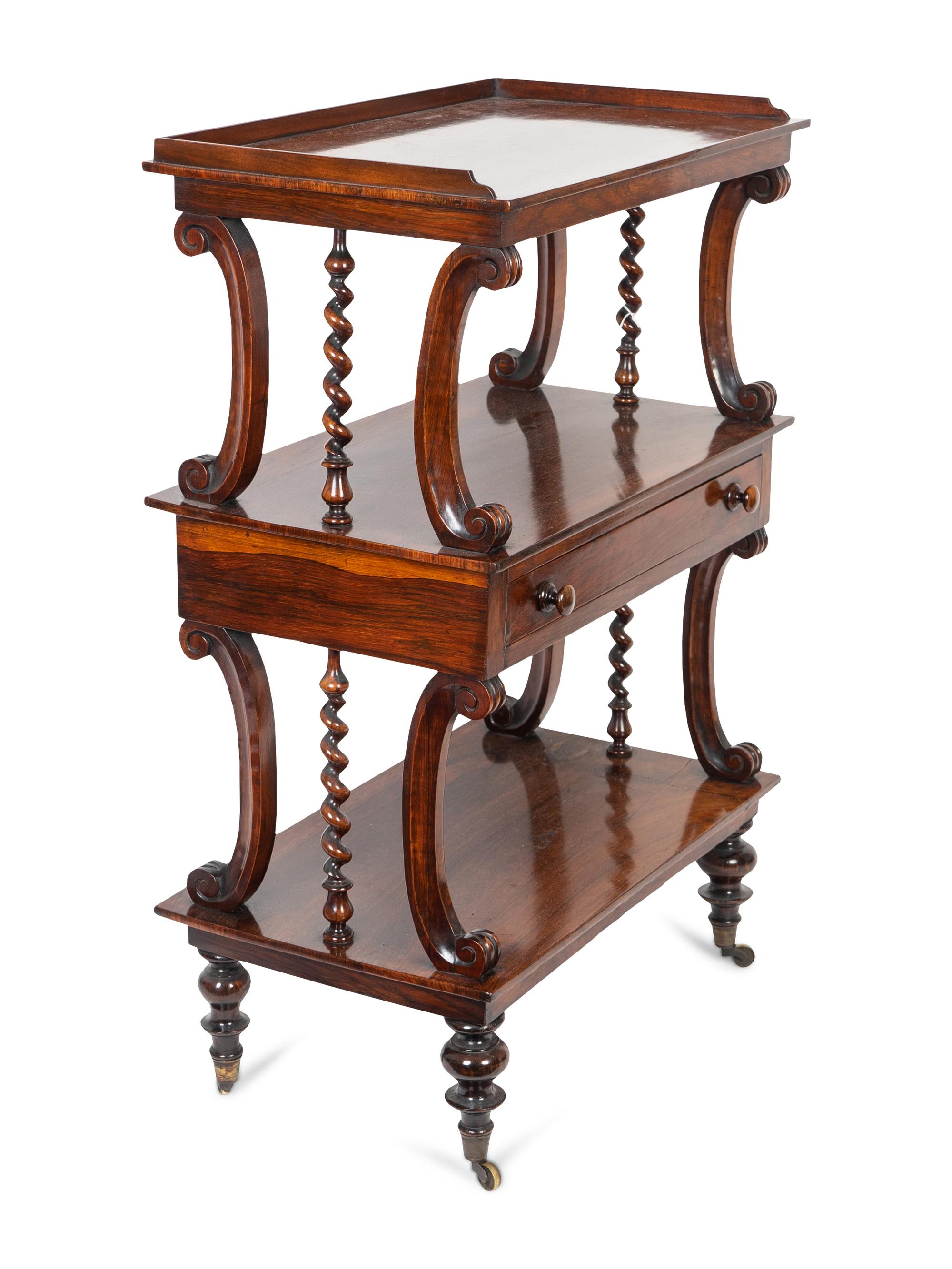 A William IV Rosewood Two-Tier Dumb Waiter/Etagere — 19TH CENTURY