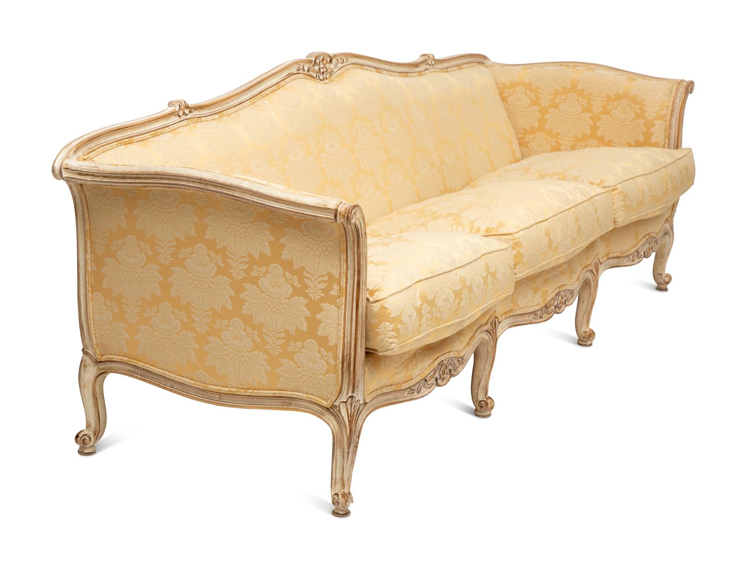 A Louis XV Style Painted and Parcel Gilt Canape — 19th/20th Century