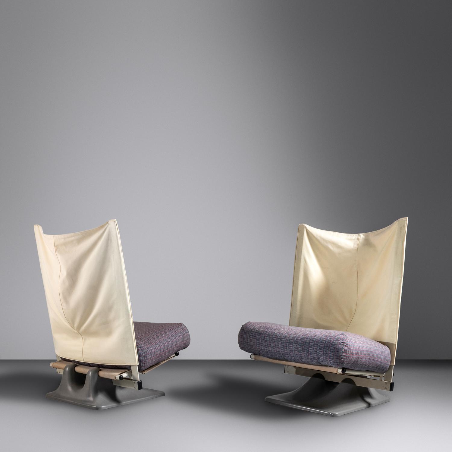 Pair of AEO Lounge Chairs, c. 1975 Archizoom Associati for Cassina, Italy