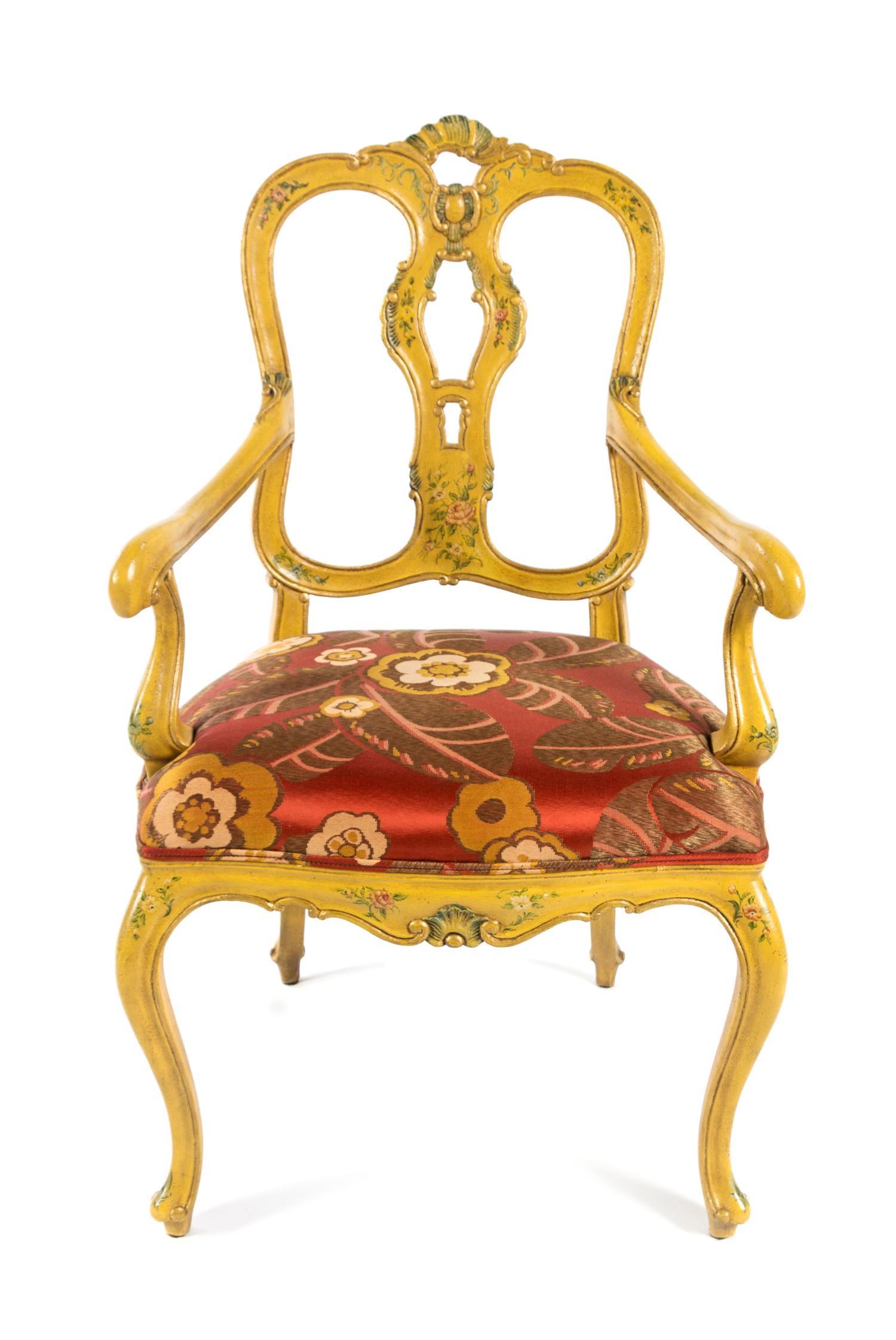A Venetian Painted Armchair Height 39 1/2 inches. — 20TH CENTURY