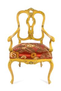 A Venetian Painted Armchair Height 39 1/2 inches. — 20TH CENTURY