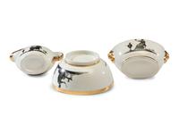 An English Porcelain Bat-Printed and Parcel Gilt Porcelain Tea Service