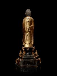 A Hardwood Shrine with a Gilt Wood Figure of Buddha