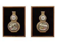 A Pair of Chinese Famille Rose Porcelain Gourd-Form Wall Vases
