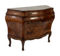 An Italian Louis XV Style Walnut Parquetry Bombe Commode — 19TH CENTURY