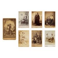 [Western Americana]. A group of 7 photos of cowboys, hunters, gamblers, and curious characters.