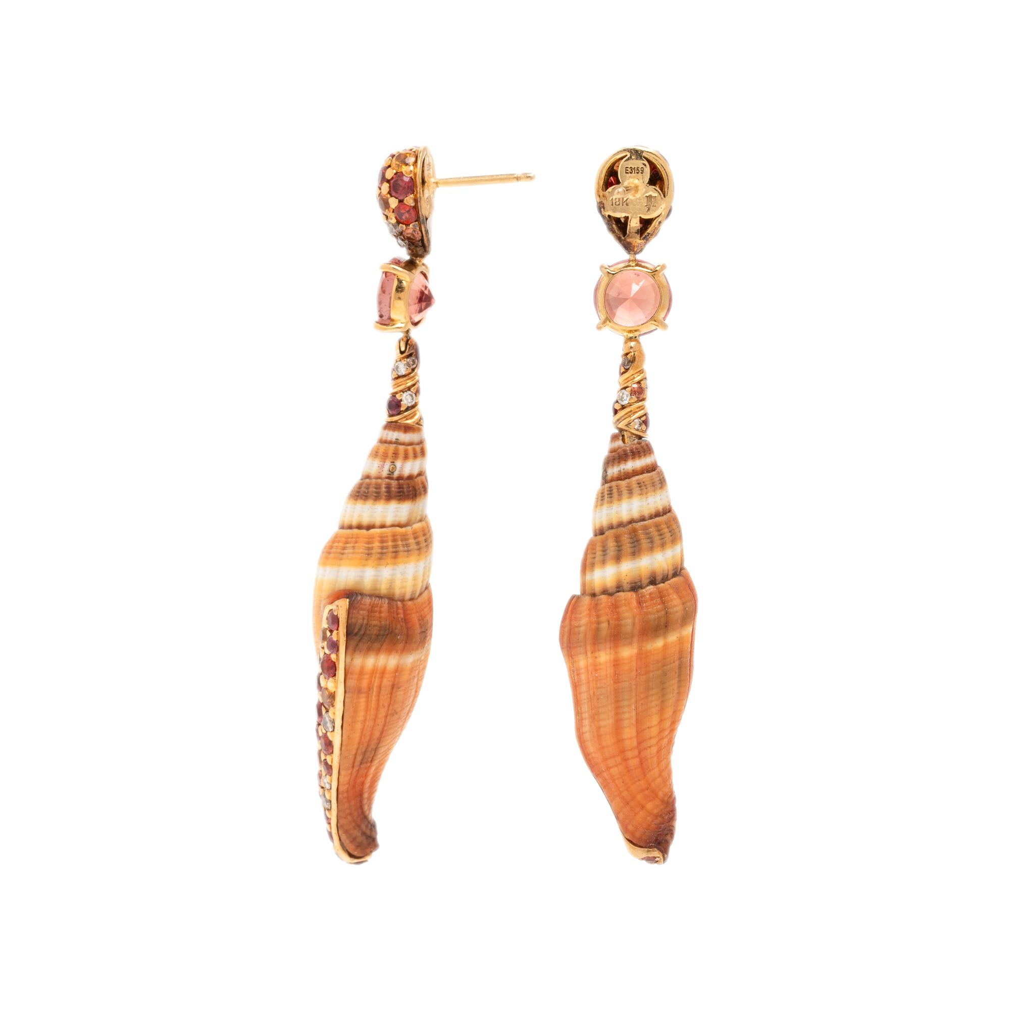 John Hardy, 'Cinta', Shell, Multigem, and Yellow Gold Earrings