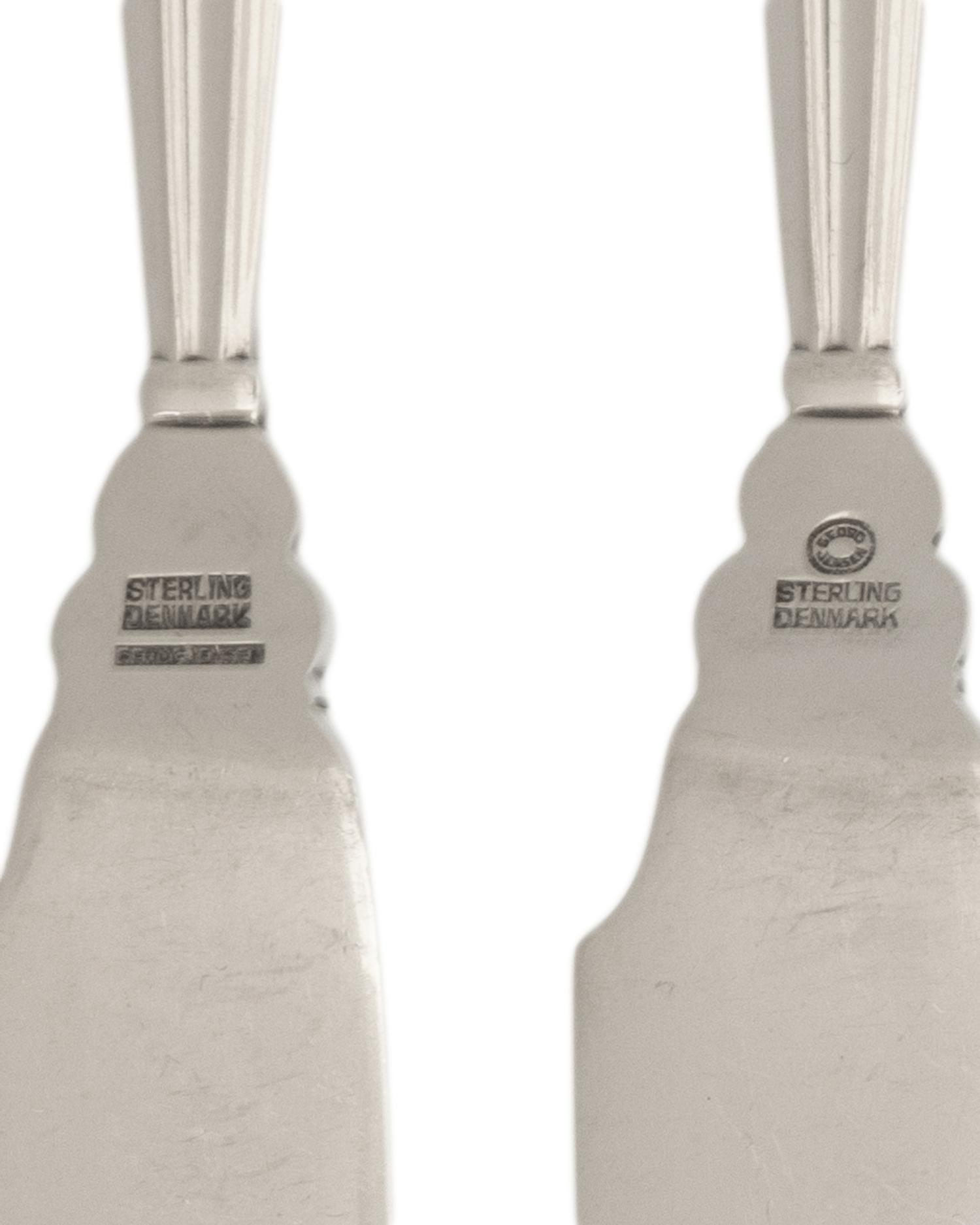 A Georg Jensen Acorn Silver Fish Service for Six