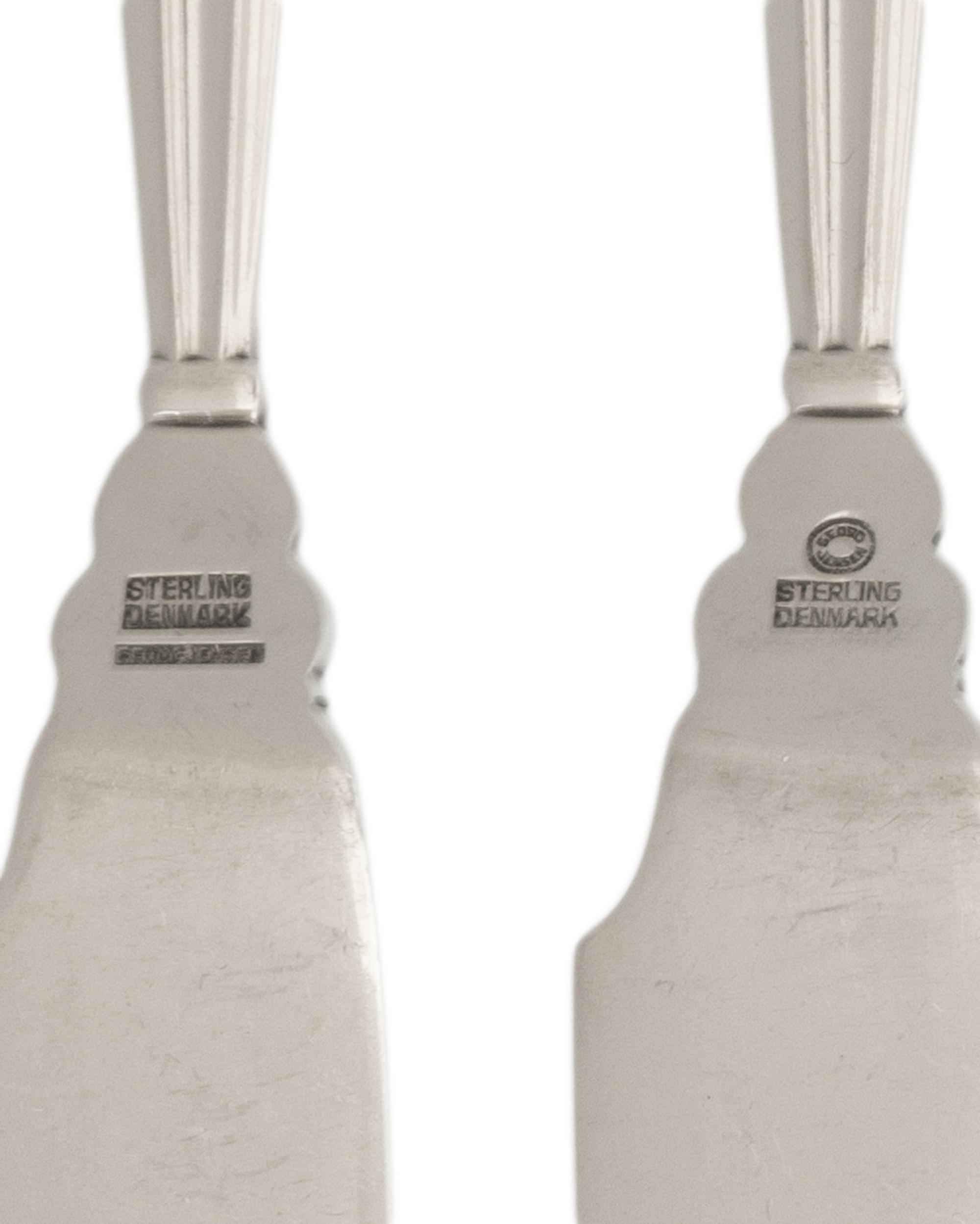 A Georg Jensen Acorn Silver Fish Service for Six
