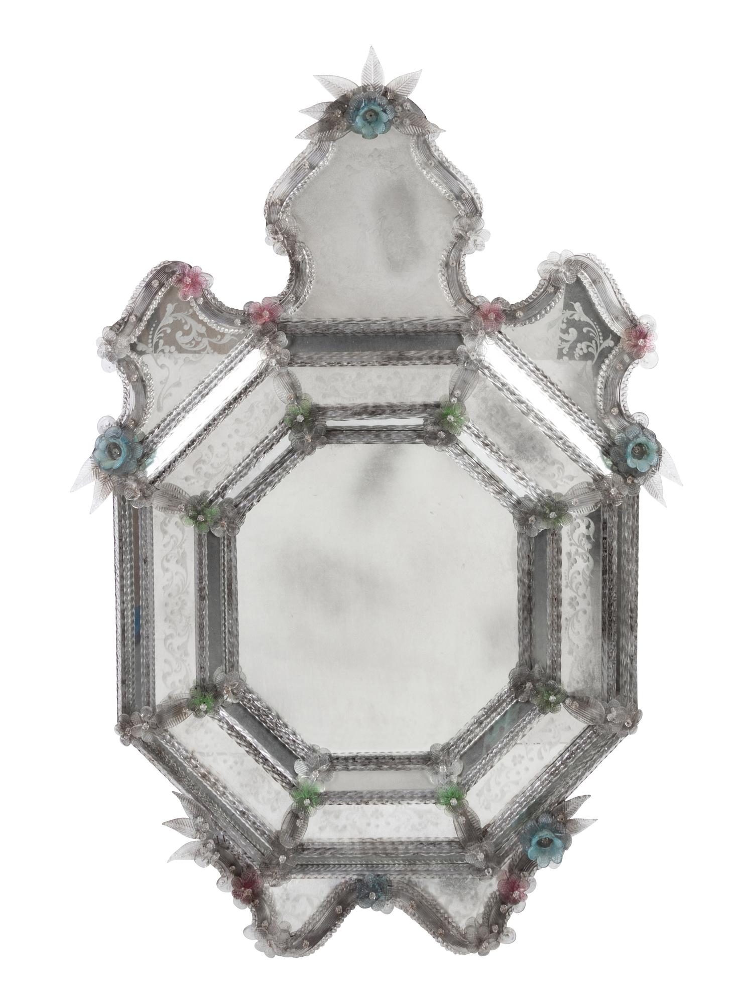 A Venetian Etched Glass Mirror